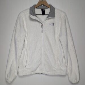 The North Face Osito Fleece Jacket White Grey Zip Up Womens M Regular Outdoor